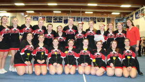 Wells High School cheerleaders won the Western Maine Conference cheerleading championships Saturday at Sacopee Valley High School. The Warriors scored 65.2 points, finishing ahead of Gray-New Gloucester (63.6) and Freeport (61.2). Other teams who competed were Poland, Lake Region, Greely, Sacopee Valley, Traip Academy and Kennebunk. Wells team members Kaylei Ayer, Caeli Beecher, Casey Bernhardt, Sarah Boston, Brianna Crocker, Rose Fanning, Seana Grealey, Katelyn Greenwood, Kellie Haggerty, Devyn Harding, Olivia Holdsworth, Allyson Howard, Alayna Iriana, Cait LaChance, Madi Lavalle, Alana Moisan, Margaret Patterson, Jade Perkins, Gabby Peters and Jasmine Webber. The coaches are Sara Littlefield and Jen Sanna.