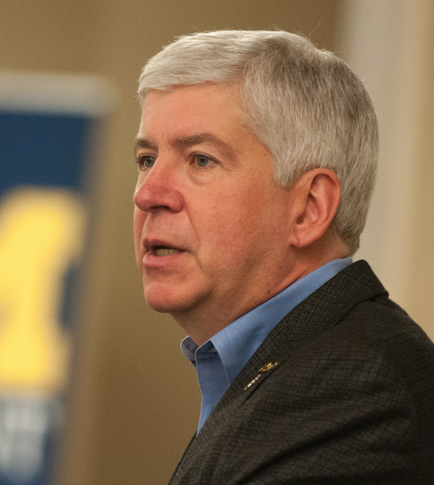Gov. Rick Snyder speaks Monday during a “Day of Service” honoring Martin Luther King Jr. at the University of Michigan–Flint.