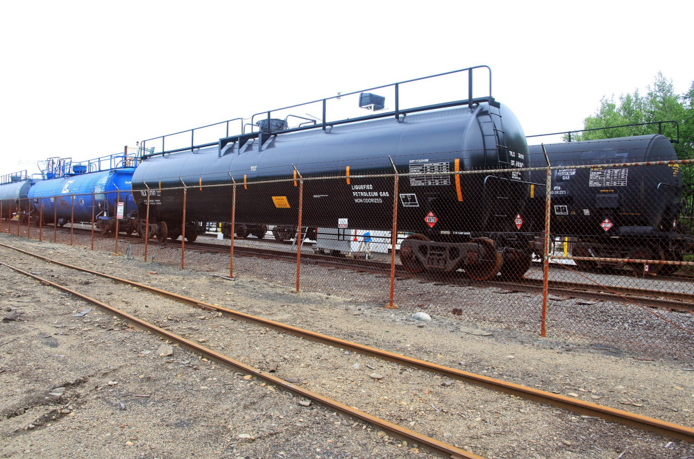 Pan Am Railway tanker cars that carry propane are parked at the NGL Supply Terminal in Portland in 2013. New development is forcing NGL to move its propane depot elsewhere.
