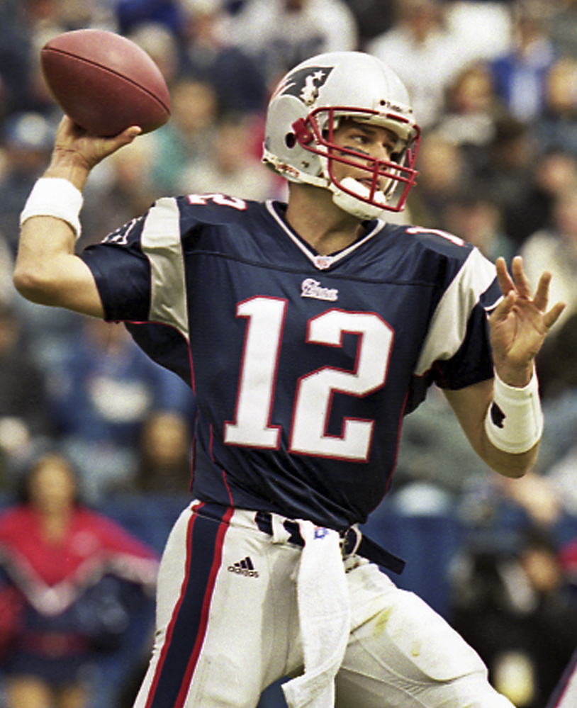 Tom Brady threw for just 168 yards in his first pro start in 2001, but his defense did plenty in a 44-13 win over Peyton Manning and the Colts.