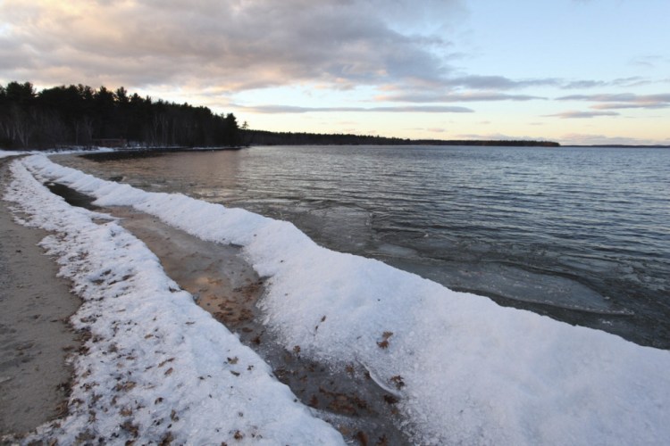 At the Standish Town Landing on Wednesday, there was still open water on Sebago Lake. Organizers of the Sebago ice-fishing derby planned for Feb. 27 and 28 will move it to smaller lakes if there isn’t enough ice on Sebago by then.