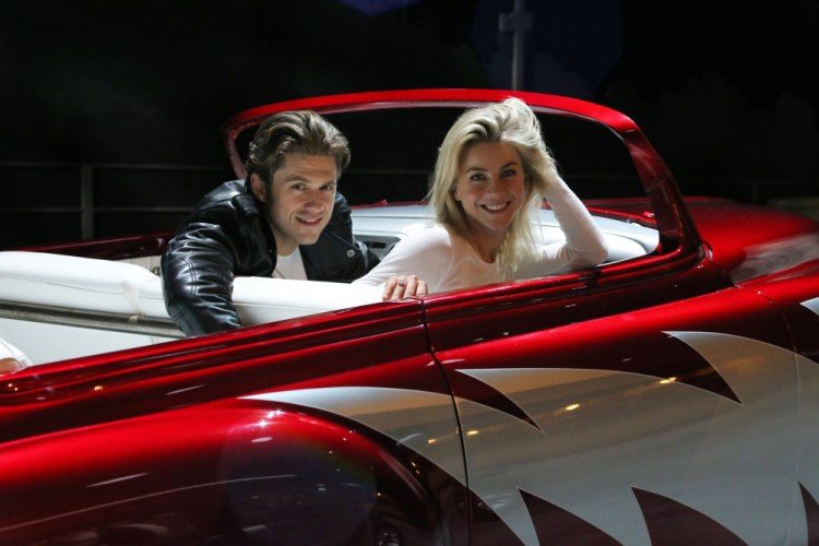 Aaron Tveit and Julianne Hough in rehearsal for “Grease: Live!”