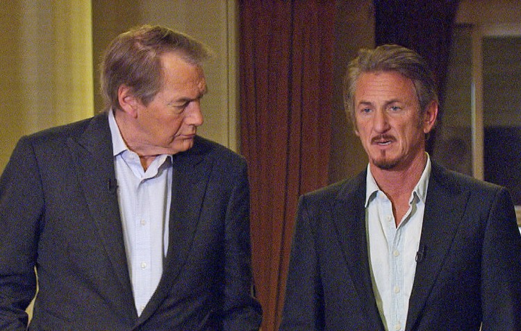 Charlie Rose interviews actor Sean Penn in Santa Monica, Calif., about Penn's meeting with Mexican drug lord Joaquin "El Chapo" Guzman. The interview aired on Sunday on "60 Minutes." CBS News/60 Minutes via AP