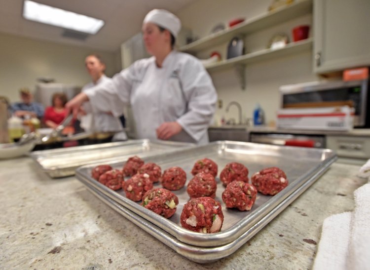 Venison polpettina wait to go in to the oven during a wild-game cooking class at Kennebec Valley Community College. Southern Maine Community College will also host a wild-game cooking class.

Michael G. Seamans/Kennebec Journal