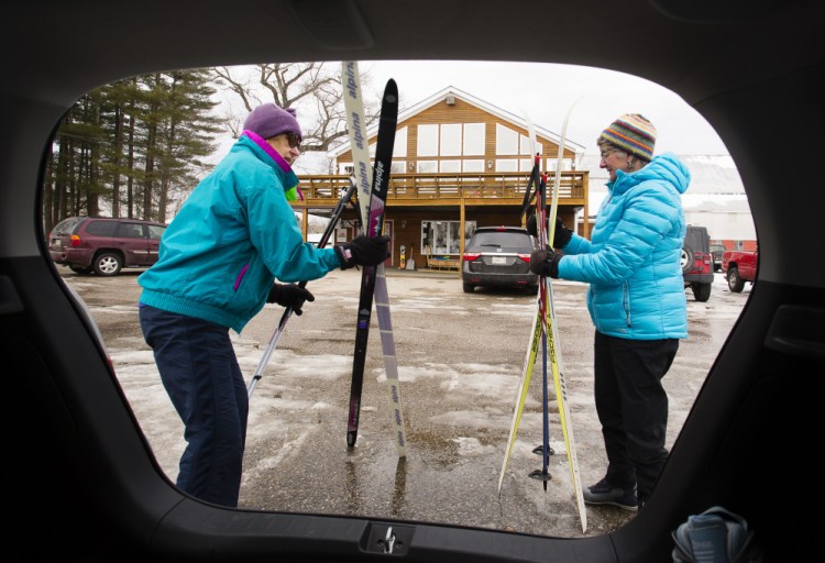 For winter agritourism in Maine, farm stays take a back seat to outdoor pursuits like cross-country skiing. Marie Wilson-Lago of Kennebunk and Terry Burrows of West Kennebunk traveled to Harris Farm in Dayton last last month to ski.