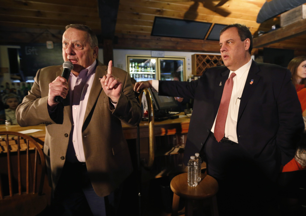 Maine Gov. Paul LePage, who stumped Friday in New Hampshire for presidential candidate Chris Christie, right, said Monday that “liberal ideologies” in Augusta have become “socialism.”