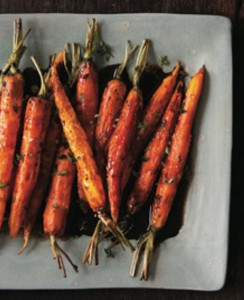 Roasted Baby Carrots with Balsamic-Bitter Chocolate Syrup