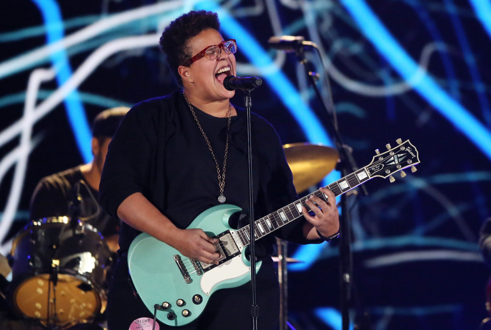 Brittany Howard of the band Alabama Shakes performs with the band during the 58th Annual Grammy Awards rehearsals Friday.