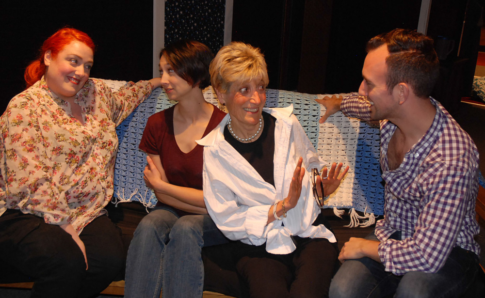 Rachel Flehinger, as Leonora Rabinowitz with Amanda Painter, Jackie Oliveri and Tommy Waltz in Footlights Theatre’s show now running through Feb. 21 in Falmouth.