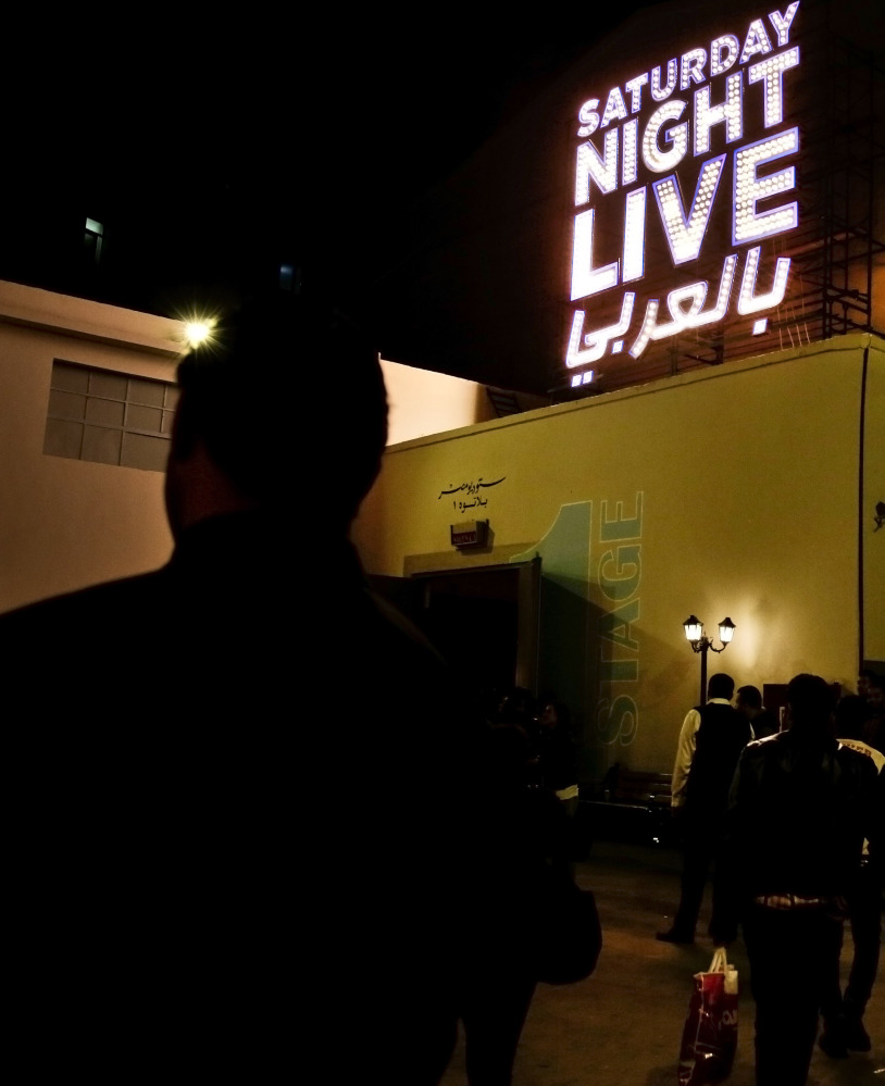 People wait for the first “Saturday Night Live in Arabic” show Tuesday.