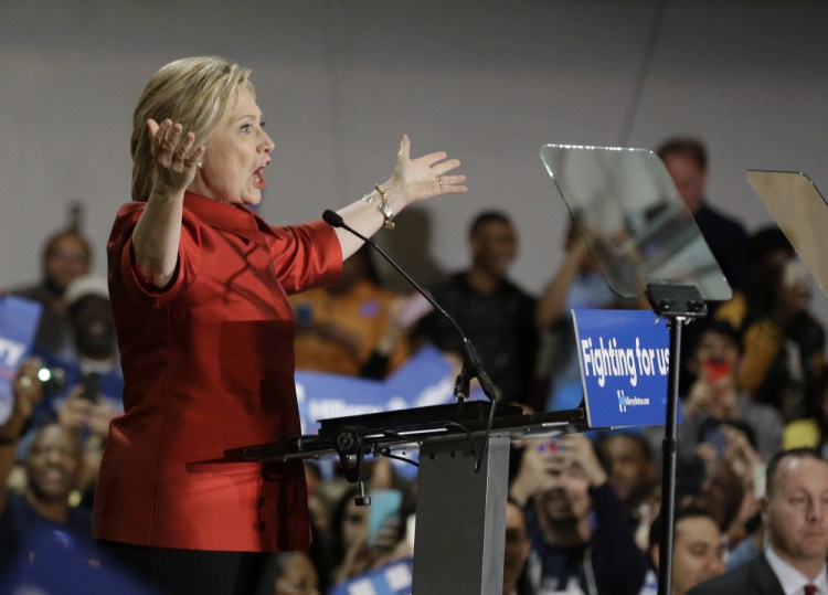 Democratic presidential candidate Hillary Clinton speaks at a rally at Texas Southern University Saturday in Houston. (