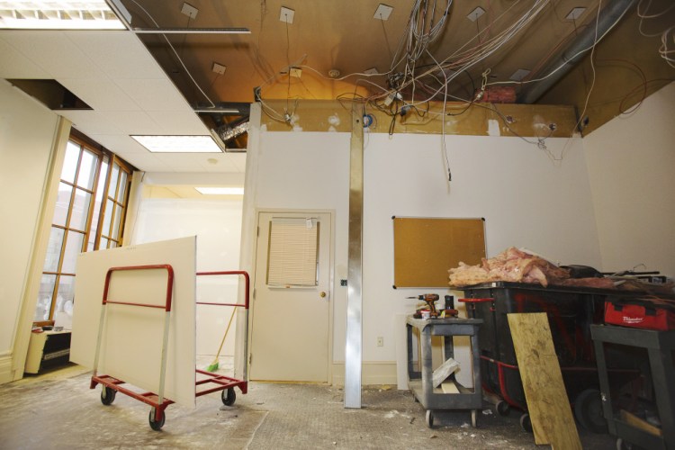 Renovation of the mayor's new office was underway Friday in Portland City Hall. 