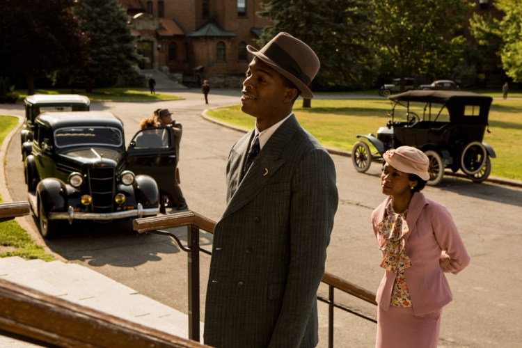 Stephan James as Jesse Owens and Shanice Banton as Ruth Solomon in “Race.”