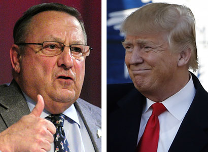 Gov. Paul LePage, who supported New Jersey Gov. Chris Christie until Christie dropped out of the presidential race this month, said Friday in a radio interview that he now backs Donald Trump. LePage had said in a radio interview Feb. 9 that "I’m not a big fan of Donald Trump."