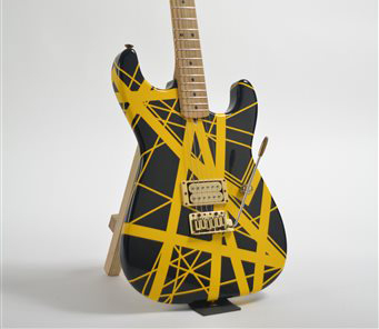 A yellow-and-black Charvel guitar, customized for Eddie Van Halen in the 1980s could bring $60,000 to $80,000 when it goes up for sale on Feb. 27 in New York. 
The Associated Press