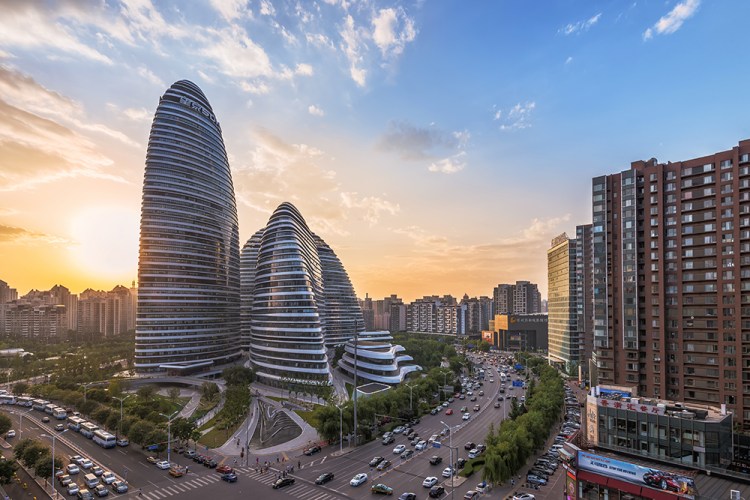 WangJing Soho, which opened in September 2014, has already become a landmark in the Beijing cityscape. The buildings' developer says their designe is meant to evoke the image of Koi, a traditional Chinese symbol of wealth, luck, health and happiness. Shutterstock image