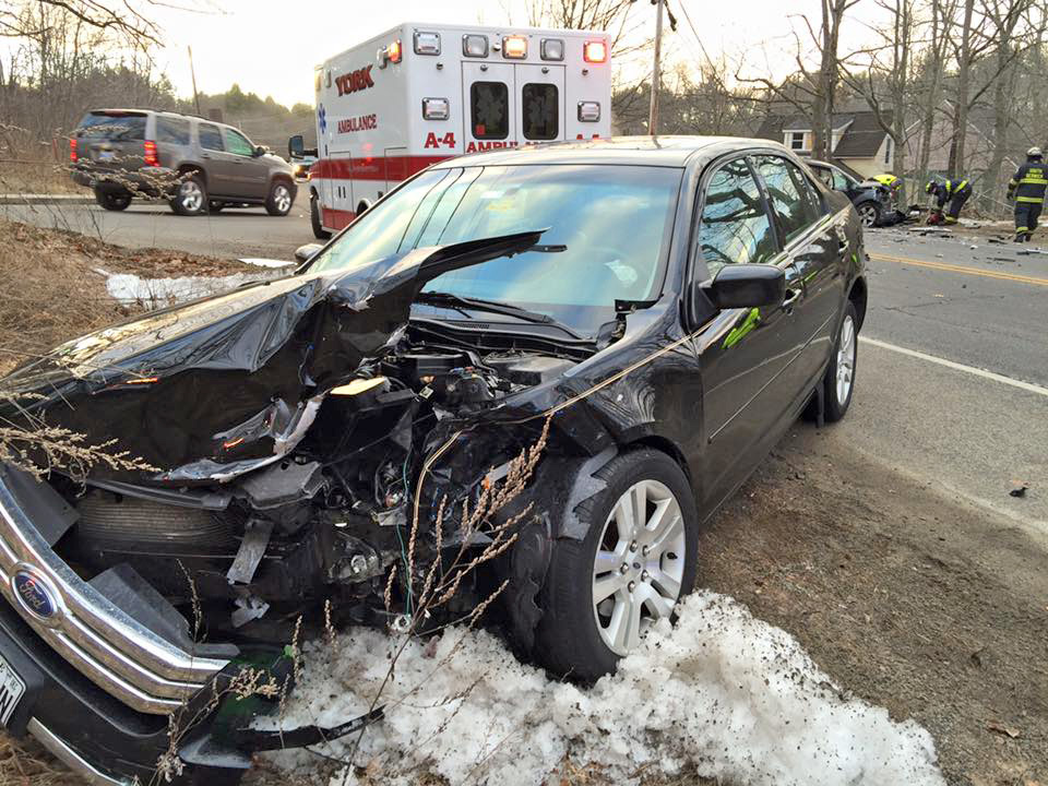 This Ford Fusion was one of the vehicles involved in Tuesday morning's collision on Route 236. 