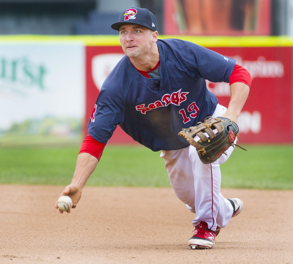 Sam Travis played a solid first base for the Portland Sea Dogs last season, and with the questions surrounding Hanley Ramirez playing the position in Boston, the Red Sox could come calling soon.
