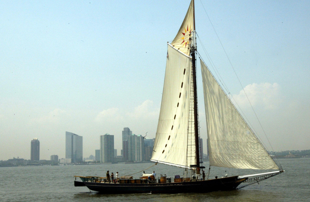 The Clearwater sails up the Hudson River in New York in May 2014. The $850,000 cost of its restoration is straining the not-for-profit that runs it, but the group is committed to its goal of getting it back on the river in mid-June.