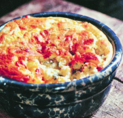 The creamy sweet corn pudding souffle offers a rich taste of Vermont.