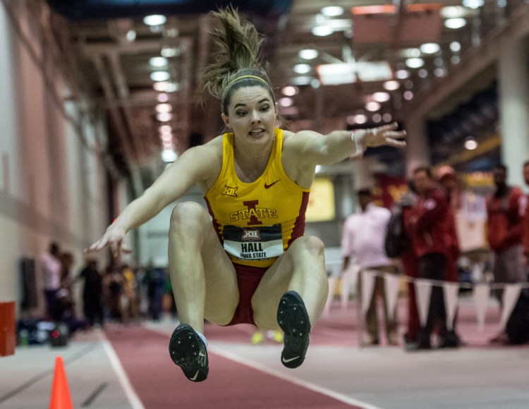 Kate Hall of Casco, seen competing for Iowa State, is planning to transfer to Georgia for next year, says her mother.