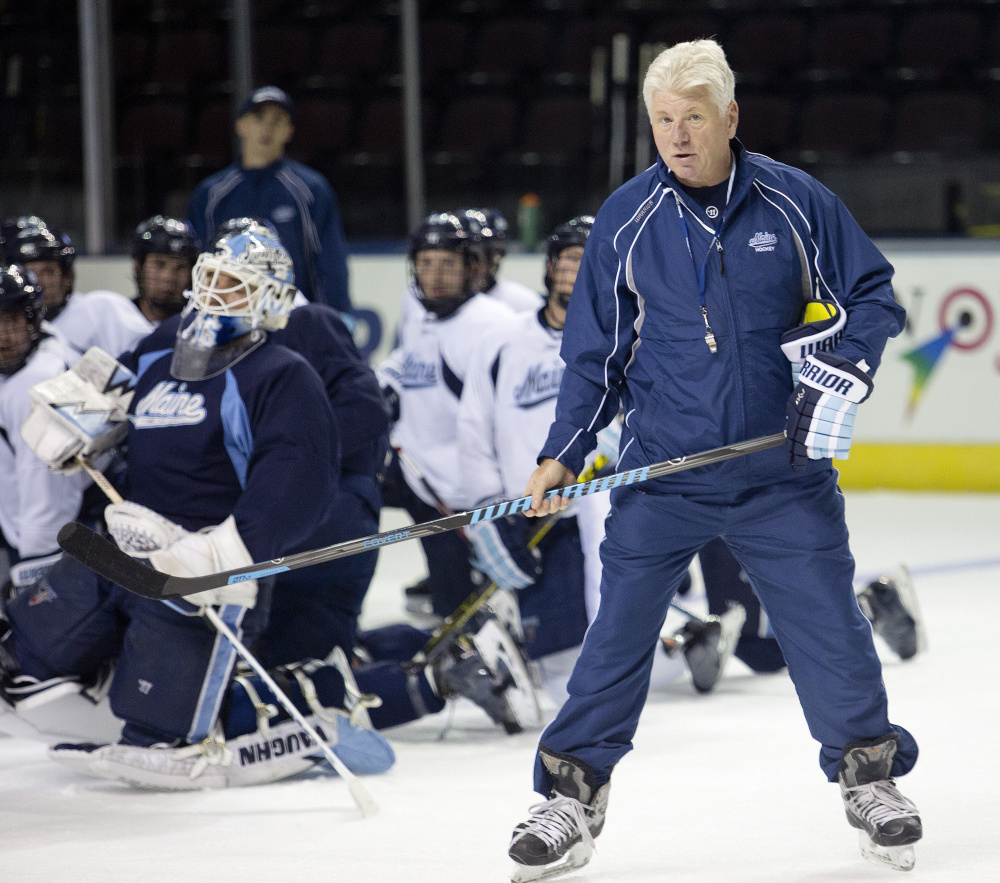 Red Gendron has coached the Black Bears hockey team since 2013; a contract extension keeps him in the job through 2019.