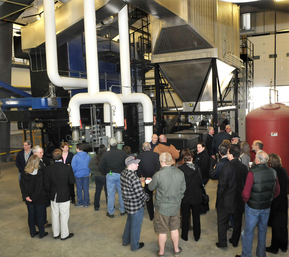University of Maine Farmington supporters and officials take a tour of the new UMF Central Heating Plant on Sunday.