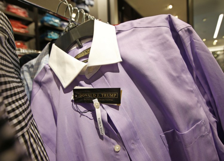 A Donald Trump Signature Collection dress shirt is shown on a rack at Macy’s Herald Square flagship store in New York in this 2015 file photo. Macy’s ended its relationship with presidential candidate Trump after his remarks about Mexican immigrants.