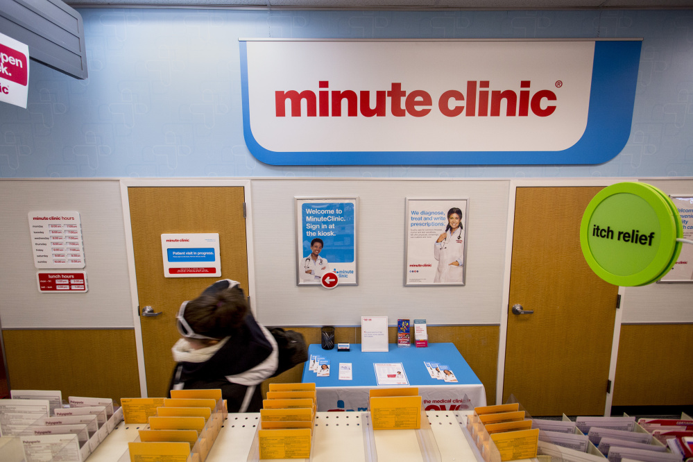 The Minute Clinic at CVS in South Portland allows patients to get a diagnosis and a prescription while shopping for vitamins and shampoo.
