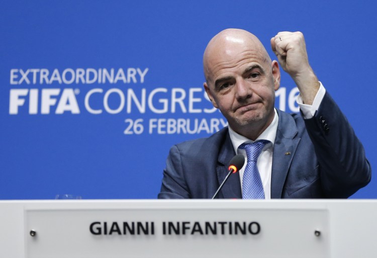 The newly elected FIFA president Gianni Infantino of Switzerland attends a news conference after the second election round during the extraordinary FIFA congress in Zurich, Switzerland.