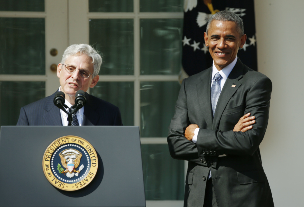 President Obama presents Judge Merrick Garland of the U.S. Court of Appeals as his nominee for the U.S. Supreme Court on Wednesday.