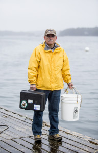 Don Gower, at Pinkham Point in Harpswell. Gower has been sampling water there for five years.
