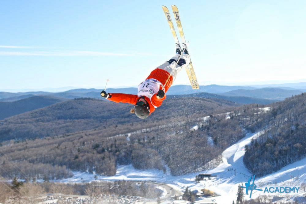 Jenson soars sky-high during a Nor-Am Cup moguls run at Killington on March 5. Jenson won the event.