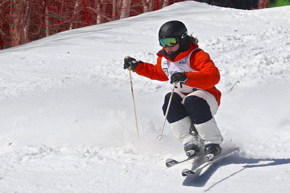 Jenson competes during a Nor-Am Cup moguls race at Killington earlier this month.