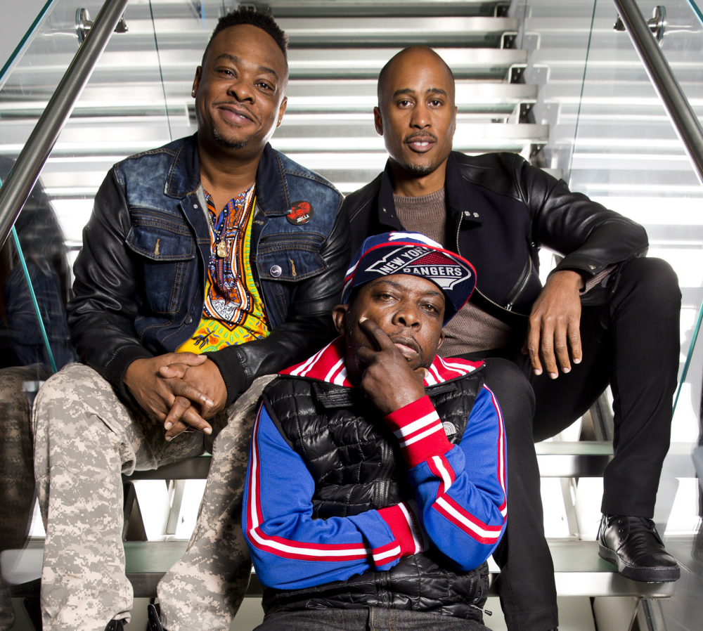 Phife Dawg, center, with Jarobi White, left, and Ali Shaheed Muhammad of A Tribe Called Quest were known for blending music genres to create artistic songs and lyrics.