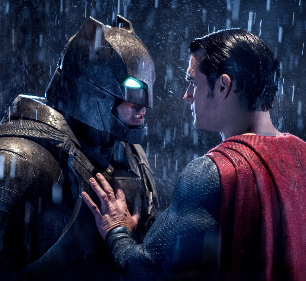 Ben Affleck, left, and Henry Cavill play the title characters in “Batman v Superman: Dawn of Justice.”