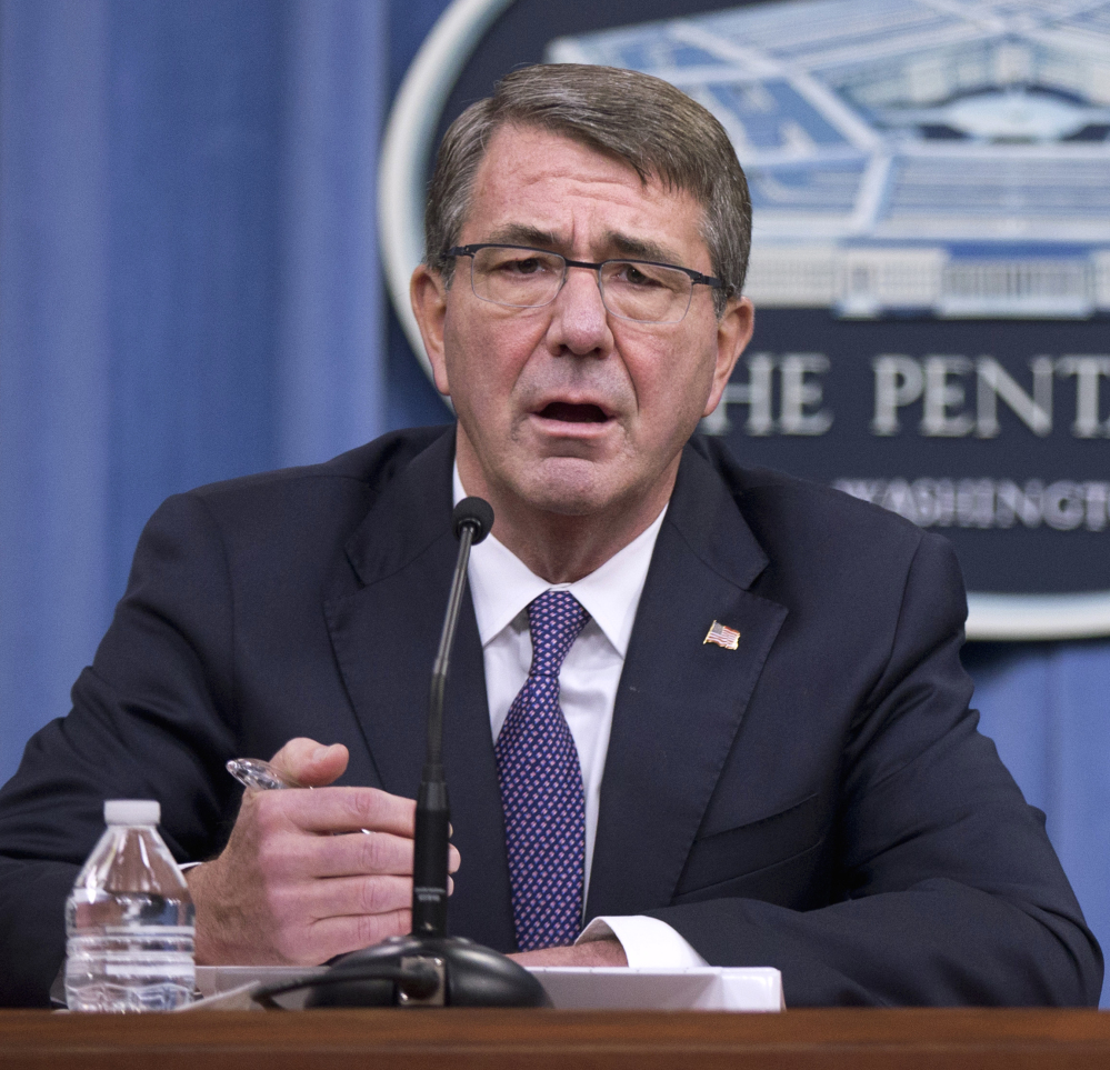 Defense Secretary Ash Carter speaks during a news conference Friday.