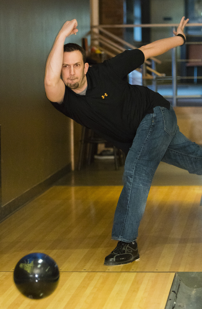 Terry Robinson, 40, practices Monday at Bayside Bowl. The Gray resident knocked off Hall of Fame bowler Walter Ray Williams Jr. in the Maine Shootout tournament last March.