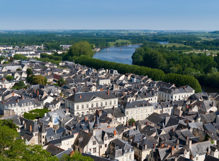 The city of Chinon, France, sits on a southern offshoot of the Loire River. The climate is cool and the area is known for significant vintage variation.