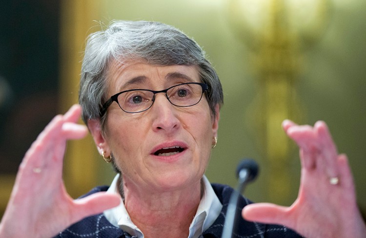 Interior Secretary Sally Jewell, shown here testifying on Capitol Hill in 2015, announced on Twitter Tuesday that the Obama administration's next five-year offshore drilling plan "protects the Atlantic for future generations." 