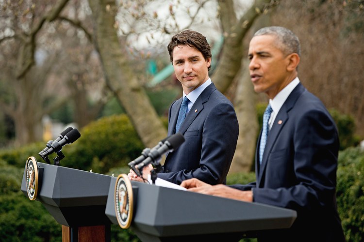President Barack Obama and Canadian Prime Minister Justin Trudeau participate in a news conference in the Rose Garden of the White House Thursday. The Associated Press