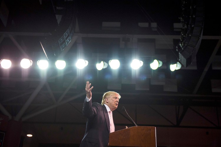 Donald Trump, shown last month on the campaign trail, lost a libel lawsuit against an author who wrote that the mogul wildly inflated his bankroll. Washington Post photo by Jabin Botsford