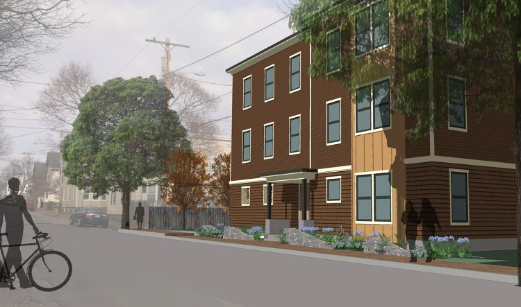 An artist's rendering shows the project proposed for 65 Munjoy St. in Portland.