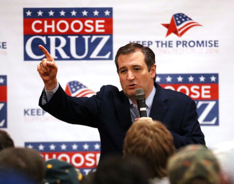 Republican presidential candidate Ted Cruz speaks Sunday at Florian Gardens in Eau Claire, Wis.