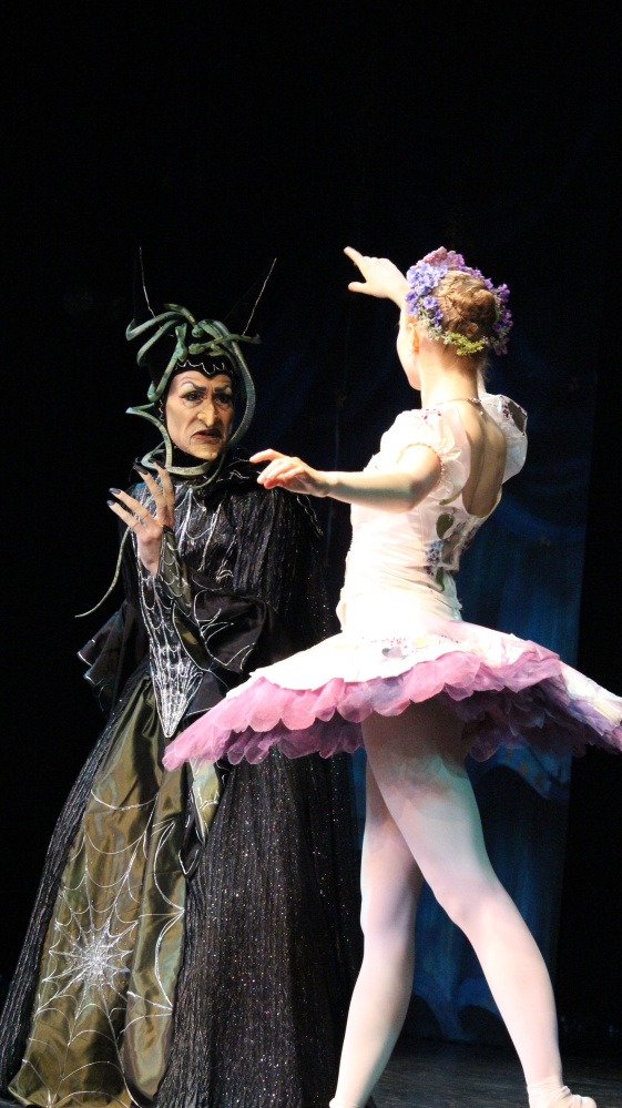 Frederick Bernier as the Witch and Veronica Druchniak  as the Lilac Fairy.