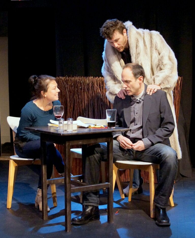 Lisa Boucher Hartman as Jen Cummings, Christopher Holt, seated, as Digby Preston and Nick Schroeder as Hal Richards.