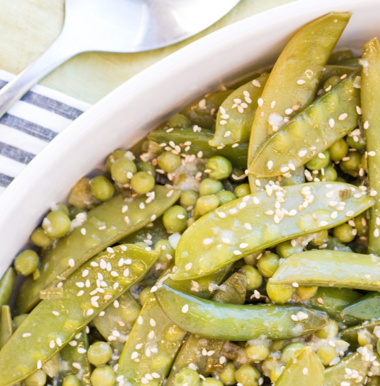 Mixed peas with miso-sesame sauce will be a go-to hit in your kitchen.