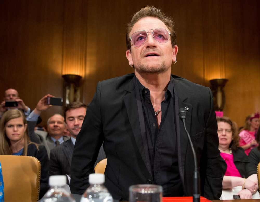 Irish rock star and advocate for the poor Bono tells lawmakers in Washington on Tuesday 'it's going to cost a lot more later,' if refugees are not helped now.