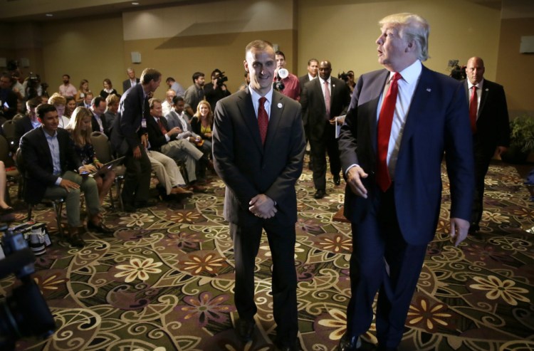 Corey Lewandowski, left, shown with Trump in 2015.