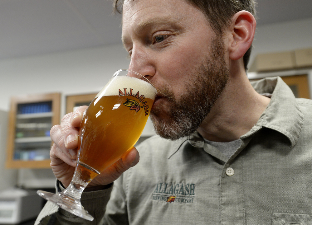 Allagash brewmaster Jason Perkins says for years he has wanted to make a beer that could use products grown on Maine farms. Shawn Patrick Ouellette/Staff Photographer